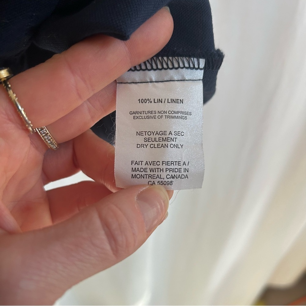JENNIFER GLASGLOW | Blue 100% Linen Dress with White Block Pattern - Picture 5 of 9